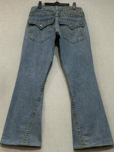 ※TRUE RELIGION トゥルーレリジョン JOEY BIGT スワロフスキーボタン デニムパンツ ライトインディゴ 米国製 29 BJBD.C