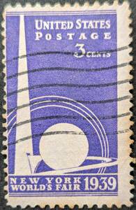 【外国切手】 アメリカ合衆国 1939年04月01日 発行 ニューヨークの万国博覧会 消印付き