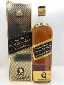 1円 ジョニーウォーカー ブラックラベル Johnnie Walker BLACK LABEL 箱付 古酒 黒金キャップ 1L 43% 未開栓