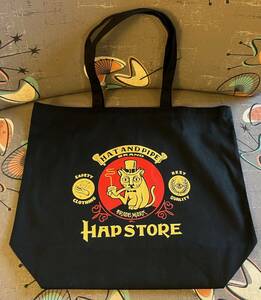 HapStoreハップストアTOTE BAGキャンバストートバッグ黒CabClothing1460-01Lロカビリー50s猫WideRangeDrawingワイドレンジ