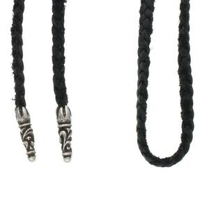 クロムハーツ Chrome Hearts LEATHER BRAID/スクロールレザーブレード シルバーネックレス 中古 SS07