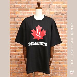 1円/春夏/DSQUARED2/XSサイズ/S75GD0258 ロゴ ビッグシルエット Tシャツ イタリア製 ディースクエアード 新品/黒/ブラック/iy162/