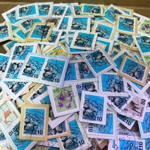 使用済み210円切手、紙付きの西表石垣国立公園 1000枚