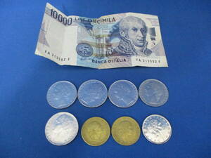イタリア 紙幣 コイン 合計10,950リラ（10000リラ×1枚/200リラ×2枚/100リラ×5枚/50リラ×1枚） 海外銭 海外紙幣 外国 まとめ【2464】