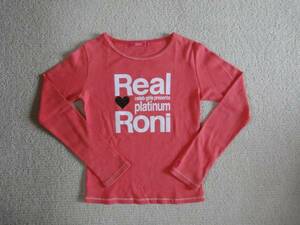 RONI　　M　　　ピンク・ロゴラメ長袖Tシャツ　　日本製