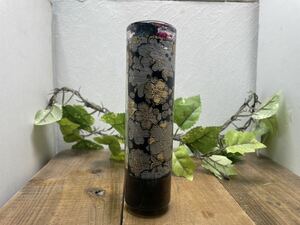 水中花シフトノブ　円柱型　金襴の桜と赤黒の薔薇