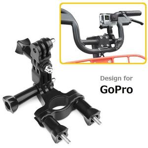 Gopro マウント スタンド 自転車 ハンドル取り付け用 Y型固定 2段階角度調整 左右首振り 横撮りと縦撮り ハンズフリー