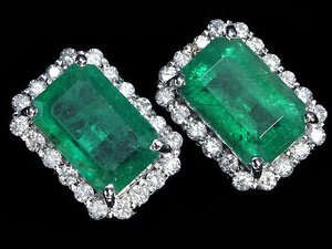 IVM11455I【1円～】新品仕上【RK宝石】≪Emerald≫ 上質エメラルド 大粒2.18ct/2.18ct 極上ダイヤモンド 両耳総計0.6ct K18WG 超高級ピアス