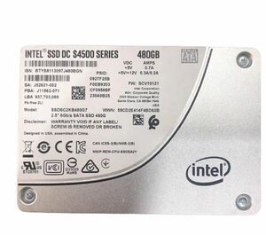 インテル Intel SSD DC S4500 シリーズ 480G 2.5インチ SATA 6 Gb/s 3D1 TLC SSDSC2KB480G7 健康状態90％以上 ソリッド・ドライブ