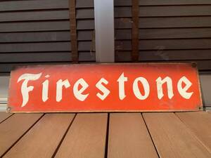 【1点のみ】ファイヤーストーン看板 Firestone Tires Enamel Sign ビンテージ 幅61ｃｍ 世田谷ベース★送料無料★即納★国内発送