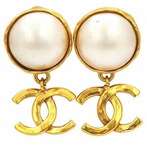 シャネル イヤリング ゴールド ココマーク 美品 レア GP 中古 95 P CHANEL アクセサリー 刻印有 パール