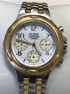 A606 メンズ腕時計　GUESS/ゲス　WATERPRO クロノグラフ　ホワイト文字盤