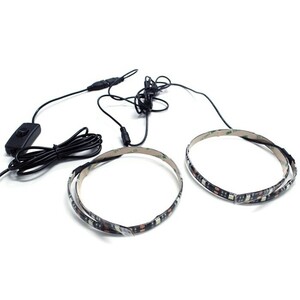 【スイッチ付き】 USB 防水LEDテープライト DC5V 3チップ(50cm×2本)+延長ケーブル1.8m 赤色