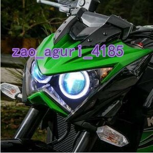 オートバイ ヘッドライト グリーン 緑色 KT LED カワサキ Z800用 2013-2016 バイク