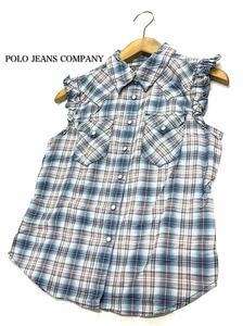 POLO JEANS COMPANY RALPH LAUREN MFG.★ラルフローレン★（M）チェック柄 スナップボタン ノースリーブ シャツ/美品