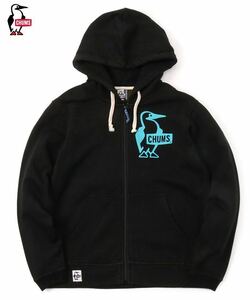 特注サイズCHUMS Booby Logo Zip Parka Black／Blue チャムス ブービー ロゴ ジップ パーカー ブラック 黒／ブルー 青 CH00-1363／XXL／2XL