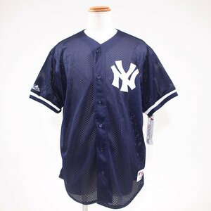 未使用品 USA製 Majestic ニューヨーク ヤンキース ベースボールシャツ L