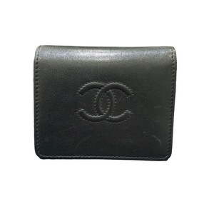 シャネル CHANEL コンパクトウォレット A70796 ブラック 三つ折り財布 レディース 中古