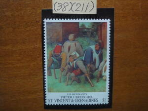 (38)(211) セントヴィンセント　絵画１種・ピーテルブリューゲル画「乞食」　未使用美品1993年発行