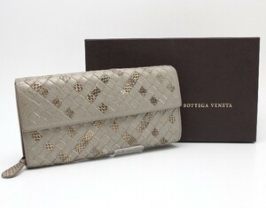 【最終処分価格】BOTTEGA VENETA★ボッテガヴェネタ★二つ折り長財布 イントレ ヘビ革コンビ★93284