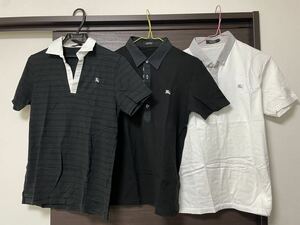 BURBERRY BLACK LABEL バーバリー　ブラックレーベル　ポロシャツ3点セット■美品　黒　白　チェック　コットン