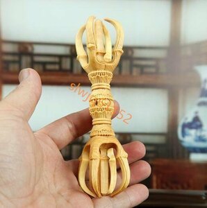 特価 極上の木彫 密教法器 弘法大師 五鈷杵 仏教美術