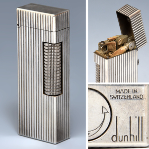 ダンヒル dunhill ローラーガスライター シルバー系 専用ケース しおり ダンヒルライター 喫煙グッズ ライター 　　z6553a