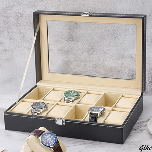 収納ボックス コレクションケース 12本用 腕時計収納ケース 腕時計 おしゃれ　高級感　レザー　黒
