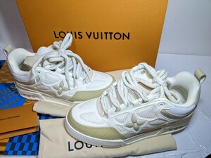 極美品 Louis Vuitton LV Skate Sneaker Beige White ルイヴィトン メンズ SNEAKER LV SKATE スニーカー 1AARQG ヴィトン サイズ: 8 1/2