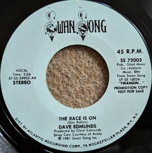 Dave Edmunds-The Race Is On★米プロモ・オンリーOrig.7"/Pub Rock/Nick Lowe/Rockpile