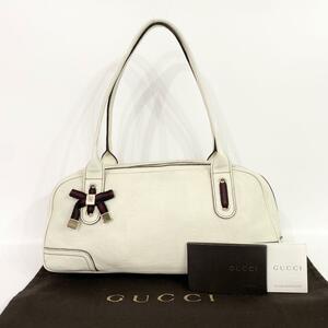 《大特価！》 GUCCI グッチ シェリーライン ハンドバッグ トートバッグ レザー ホワイト 自00203