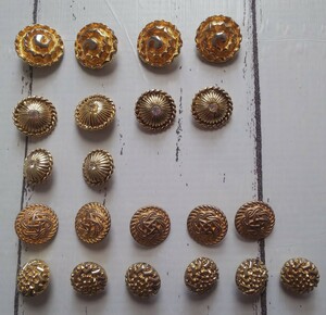 手芸パーツ ボタン 装飾 飾り ゴールド系 金色 21個セット まとめ売り