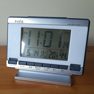 SEIKO デジタル電波目覚まし時計 PYXIS NR529S 温湿度　各種動作OK　送料５２０円