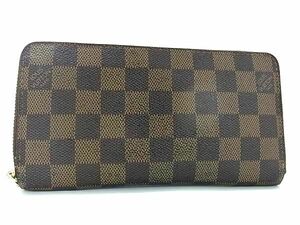 1円 LOUIS VUITTON ルイヴィトン N60015 ダミエ ジッピーウォレット ラウンドファスナー 長財布 ウォレット ブラウン系 AY2107