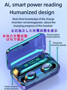 2023 最新モデル ワイヤレスイヤホン ブルーツースイヤホン 黒色　ＢＴ5.0 防水 iPhone android対応　モバイルバッテリー