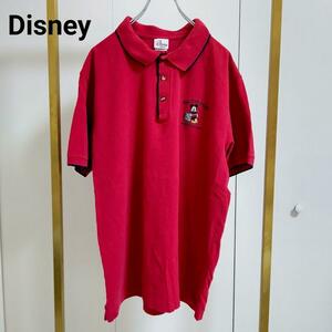 Disney/ディズニー/L/レッド/ポロシャツ