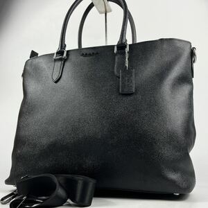 1円〜【未使用級】 COACH コーチ ビジネスバッグ トートバッグ ベケット 2way A4 斜め掛け ブラック 黒 ショルダーバッグ レザー メンズ