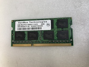 SANMAX 2rx8 PC3-12800S 8GB DDR3-1600 8GB DDR3ノートパソコン用メモリ 204ピン ECC無し DDR3 LAPTOP RAM メモリ 中古動作品