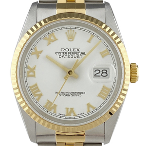 ロレックス ROLEX デイトジャスト ローマン 16233 腕時計 SS YG 自動巻き ホワイト メンズ 【中古】