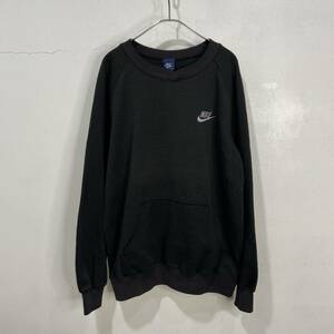 送料無料☆希少☆80s☆NIKE☆ワンポイントロゴ刺繍スウェット☆紺タグ☆ブラック☆XL