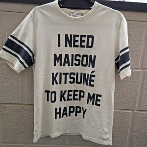 MAISON KITSUNE 半袖Tシャツ【S】アイボリー メゾンキツネ ロゴTシャツ