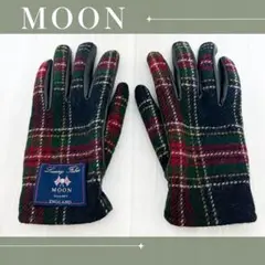 英国ブランド　MOON　レザー手袋　グローブ　本革メンズ手袋　ツイード　チェック