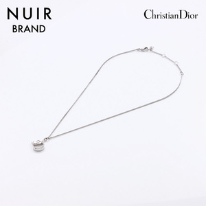 クリスチャンディオール Christian Dior ネックレス ロゴ ラインストーン シルバー
