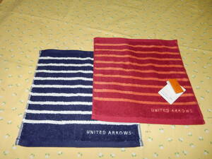 ♪新品2枚set♪ 　☆UNITED ARROWS (ユナイテッドアローズ)　UAボーダー(DP・DB)　タオルハンカチ☆