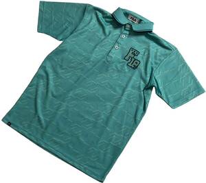 ■ FILA GOLF フィラ ゴルフ ■ ロゴ 18ナンバリング 刺繍 半袖 ゴルフ ポロシャツ ブルー系 M