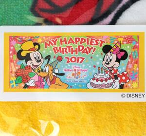 【中古】 Disney ディズニー フェイスタオル My Hppiest Bithday 2017 ミッキー ミニー グーフィー NT 未使用品 Aランク