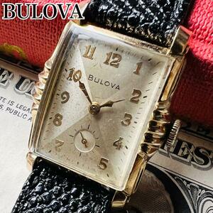 訳あり ジャンク BULOVA ブローバ 腕時計 不動品 ゴールド 手巻き アンティーク メンズ スクエア 金 ビンテージ 希少 1940年代 ブランド