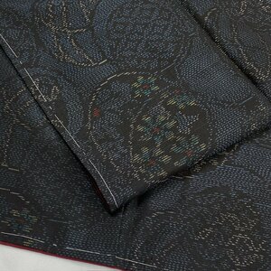 着物月花　品のある花　 本場大島紬　未使用品　正絹　伝統工芸品　ki1411