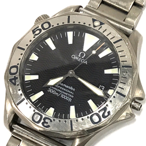オメガ シーマスター プロフェッショナル デイト クォーツ 腕時計 メンズ 黒文字盤 社外ブレス OMEGA QR052-136