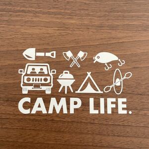 194. 【送料無料】ステッカー大 CAMP LIFE キャンプ カッティングステッカー テント 釣り アウトドア 【新品】